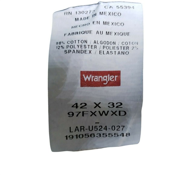 Wrangler Mens Jeans Actual Size 42x31 Dark Blue Wash Straight Leg - Picture 7 of 7